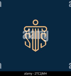 SS initial for law firm logo, lawyer logo with pillar icon Stock Vector