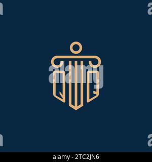 QQ initial for law firm logo, lawyer logo with pillar icon Stock Vector