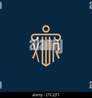 XR initial for law firm logo, lawyer logo with pillar icon Stock Vector