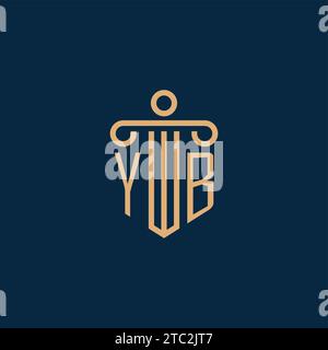 YB initial for law firm logo, lawyer logo with pillar icon Stock Vector