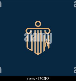 UW initial for law firm logo, lawyer logo with pillar icon Stock Vector