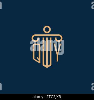 QY initial for law firm logo, lawyer logo with pillar icon Stock Vector