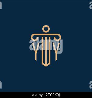 YY initial for law firm logo, lawyer logo with pillar icon Stock Vector
