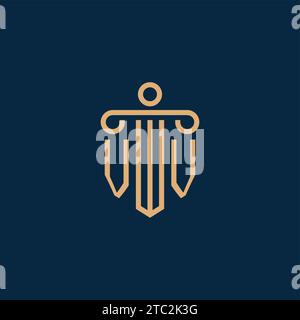 VV initial for law firm logo, lawyer logo with pillar icon Stock Vector