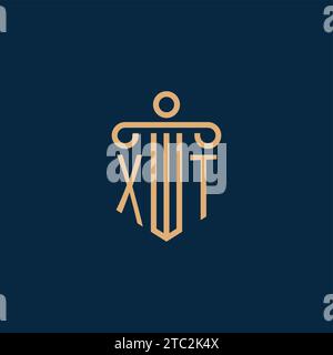 XT initial for law firm logo, lawyer logo with pillar icon Stock Vector