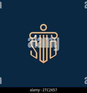 SO initial for law firm logo, lawyer logo with pillar icon Stock Vector
