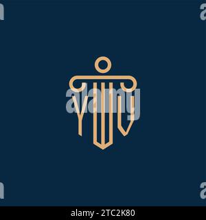 YV initial for law firm logo, lawyer logo with pillar icon Stock Vector