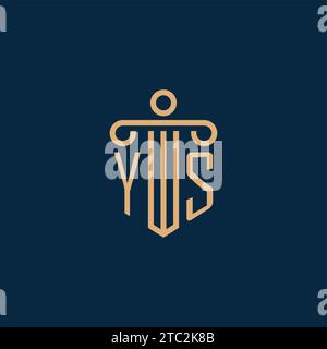 YS initial for law firm logo, lawyer logo with pillar icon Stock Vector