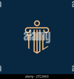 TL initial for law firm logo, lawyer logo with pillar icon Stock Vector