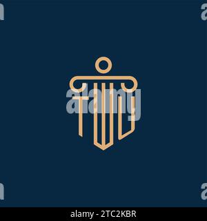 TU initial for law firm logo, lawyer logo with pillar icon Stock Vector