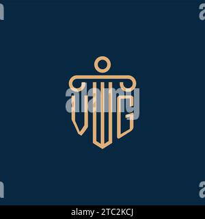 VG initial for law firm logo, lawyer logo with pillar icon Stock Vector