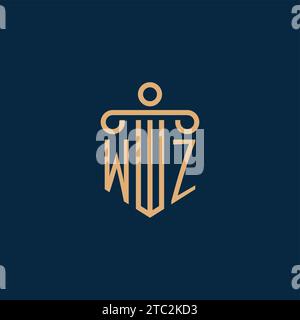 WZ initial for law firm logo, lawyer logo with pillar icon Stock Vector