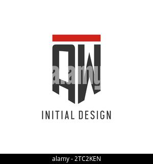 AW initial esport logo with simple shield design style vector graphic Stock Vector