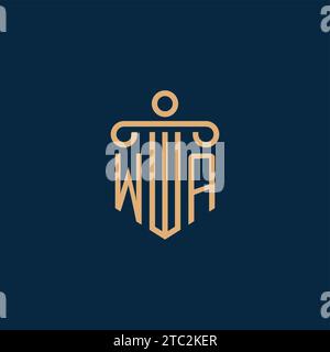 WA initial for law firm logo, lawyer logo with pillar icon Stock Vector