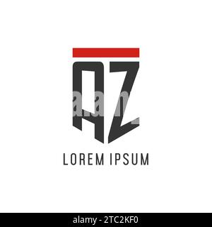 AZ initial esport logo with simple shield design style vector graphic Stock Vector
