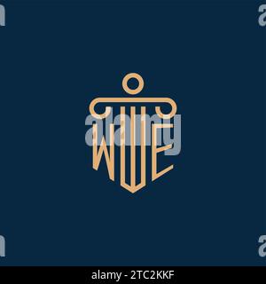 WE initial for law firm logo, lawyer logo with pillar icon Stock Vector
