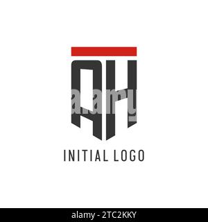 AH initial esport logo with simple shield design style vector graphic Stock Vector