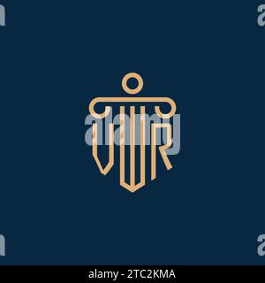 VR initial for law firm logo, lawyer logo with pillar icon Stock Vector