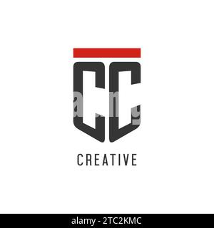 CC initial esport logo with simple shield design style vector graphic Stock Vector