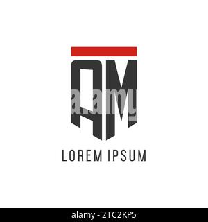 AM initial esport logo with simple shield design style vector graphic Stock Vector