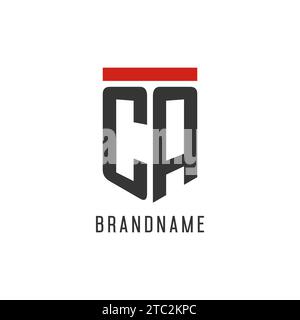 CA initial esport logo with simple shield design style vector graphic Stock Vector