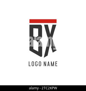 BX initial esport logo with simple shield design style vector graphic Stock Vector
