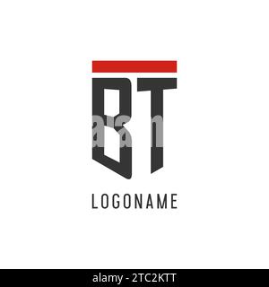 BT initial esport logo with simple shield design style vector graphic Stock Vector