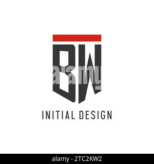 BW initial esport logo with simple shield design style vector graphic Stock Vector