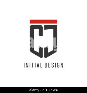 CJ initial esport logo with simple shield design style vector graphic Stock Vector