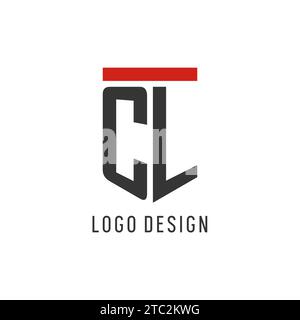 CL initial esport logo with simple shield design style vector graphic Stock Vector