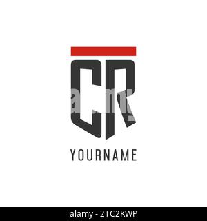 CR initial esport logo with simple shield design style vector graphic Stock Vector