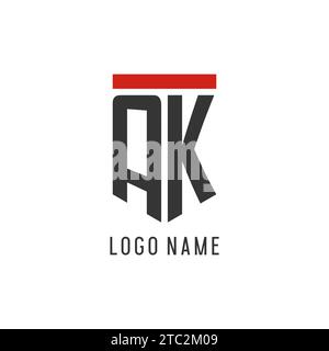 AK initial esport logo with simple shield design style vector graphic Stock Vector