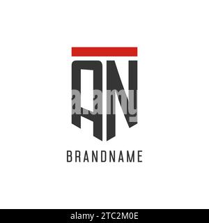 AN initial esport logo with simple shield design style vector graphic Stock Vector