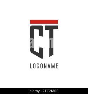 CT initial esport logo with simple shield design style vector graphic Stock Vector