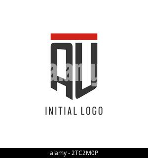 AU initial esport logo with simple shield design style vector graphic Stock Vector