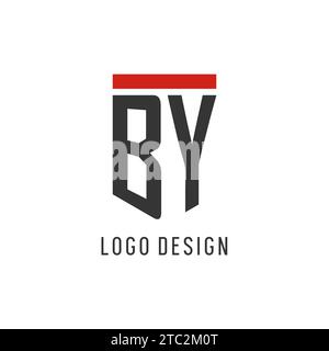BY initial esport logo with simple shield design style vector graphic Stock Vector
