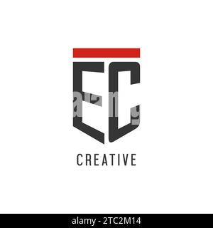 EC initial esport logo with simple shield design style vector graphic Stock Vector