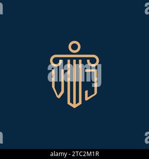VJ initial for law firm logo, lawyer logo with pillar icon Stock Vector