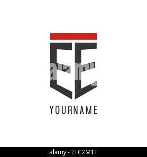 EE initial esport logo with simple shield design style vector graphic Stock Vector