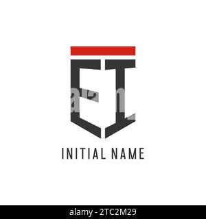 EI initial esport logo with simple shield design style vector graphic Stock Vector