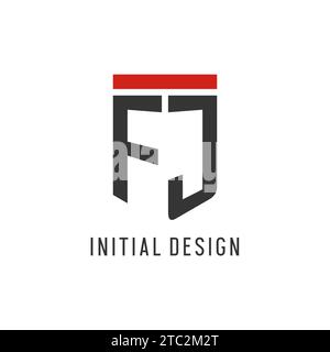 FJ initial esport logo with simple shield design style vector graphic Stock Vector