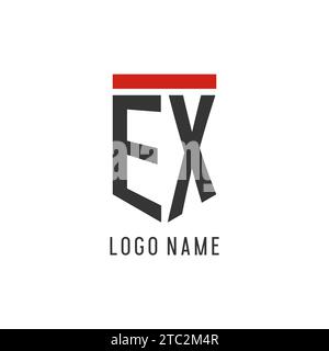 EX initial esport logo with simple shield design style vector graphic Stock Vector