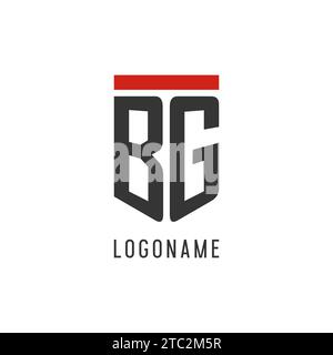 BG initial esport logo with simple shield design style vector graphic Stock Vector