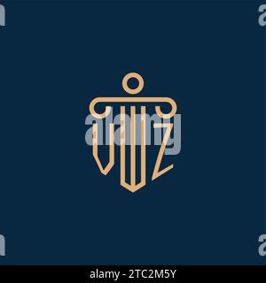 VZ initial for law firm logo, lawyer logo with pillar icon Stock Vector