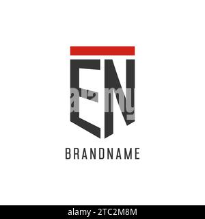 EN initial esport logo with simple shield design style vector graphic Stock Vector