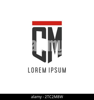 CM initial esport logo with simple shield design style vector graphic Stock Vector
