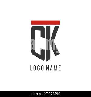 CK initial esport logo with simple shield design style vector graphic Stock Vector