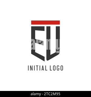 EU initial esport logo with simple shield design style vector graphic Stock Vector