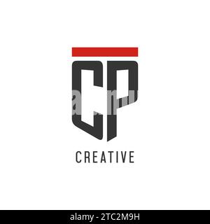 CP initial esport logo with simple shield design style vector graphic Stock Vector
