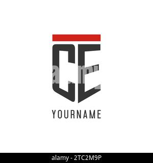 CE initial esport logo with simple shield design style vector graphic Stock Vector